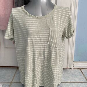 ANA green striped pocket tee size large